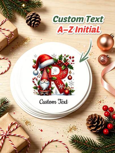 1/30/90/160pcs Customizable Christmas Round Stickers, Personalized Holiday Pattern Stickers, Custom Text Labels, Customizable Pattern & Text Waterproof PVC Stickers, Multiple Sizes, Decorate Holiday Envelopes, Gift Boxes, Decorative Ornaments, Give To Friends, Partners, Family As Christmas Small Gifts, Used For Outdoor Christmas Picnic, Holiday Party, Nature-Themed Party