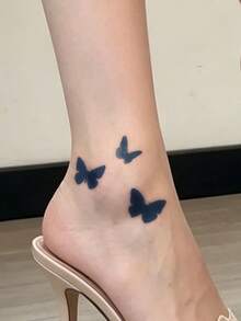 Herbal Juice Semi-Permanent Magic Tattoo Sticker, Large Butterfly Design, Long-Lasting 14 Days, Non-Fading, Non-Reflective, Temporary Tattoo Sticker For Arm, Shoulder, Neck, Collarbone, Waist, Abdomen, Body, 1pc/Pack - Blue - View 2