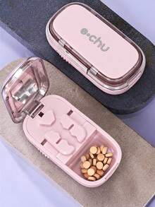 Portable Precise Pill Cutter, Can Cut Tiny Pills Evenly Into Half, One-Third And One-Fourth, Travel Pill Box, 4 Colors Available: Pink, Green, Black, Cream White - Multicolor - View 2