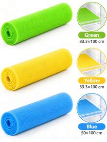 1 Roll 50cm*100cm*3mm Cuttable PU Foam Refrigerator Liner Mat, Green Yellow Blue Solid Color Perforated Breathable Quick-Dry Moisture-Proof Sponge Pad, Reusable Fruit Vegetable Drainage Mat, Suitable For Refrigerator Drawers, Cabinets, Kitchen Home Daily Use - Multicolor - View 4