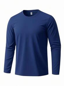 3pcs/Pack Men's Spring/Autumn Sports T-Shirt, Solid Color Long Sleeve Classic Versatile Fashion Top - Multicolor - View 8