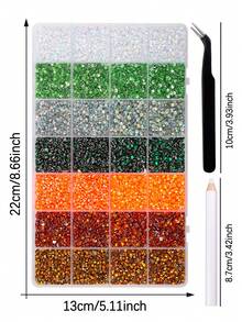 28 Grids Halloween Flatback Rhinestones Kit, Goth Nail Art Charms, DIY Embellishments For Manicure, Water Bottles, Phone Cases & Costume Decor - Orange - View 2