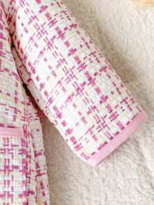 Autumn/Winter Baby Girl Cute Pink Plaid Lapel Single-Breasted Princess Style Atmosphere Jacket - Pink - View 6