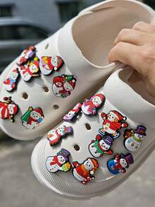 16pcs Assorted Christmas Snowman Series DIY Fashion Sandals Charms, Detachable Clog Shoe Charms, Suitable As Christmas Party Gifts - Multicolor - View 5