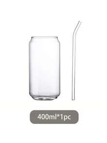 KEMORELA 1pc/4pcs 400ml/550ml Transparent Glass Cola Cup With Straw, No Lid, DIY Cup - White - View 7