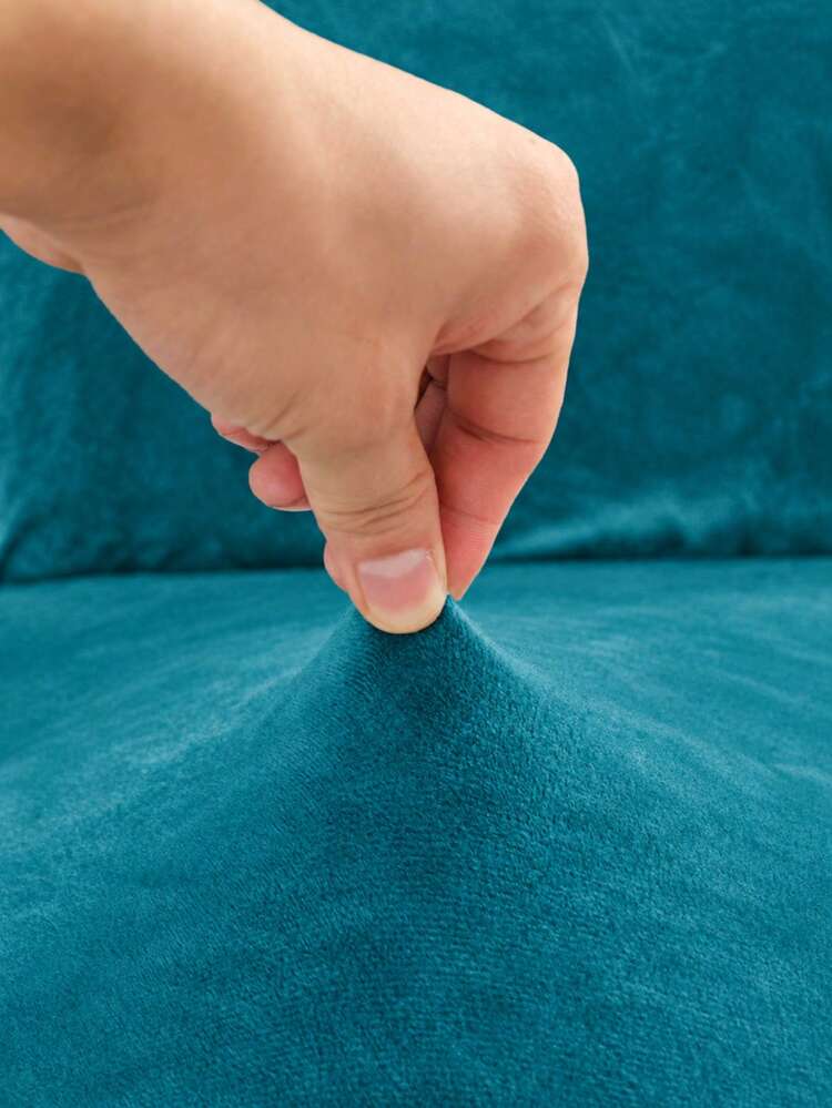 1pc Solid Color Silver Fox Fur Sofa Cover, High Elasticity Removable Washable All-Season Sofa Slipcover, Suitable For Patio, Garden, Poolside And Various Occasions, Single Piece Not Set Sofa Protector - Cadet Blue - View 4