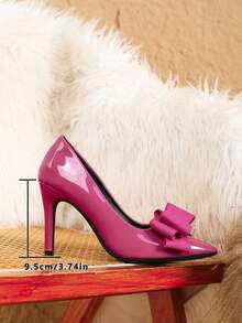 Pointed Toe Stiletto High Heel Elegant Women's Shoes, Fashionable Low-Cut Evening Pumps, Versatile For Party And Office Wear - Hot Pink - View 5