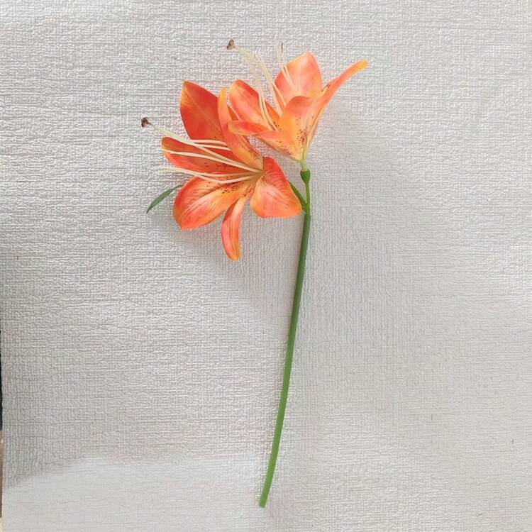 6/1pc 32cm Artificial Shallow Orange Lily Flower, Silk Flower Decor For Home, Wedding, Birthday Party, Dining Table, Garden, Bridal Bouquet, Classroom Decoration - Orange - View 8