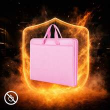 Pink Fire & Water Resistant Document Storage Bag With Reinforced Handles, Multi Compartment Zipper File Organiser For Home Office School - Pink - View 8