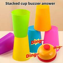 54 Cards + 12 Cups (Random Color) + 1 Bell / 54 Cards + 6 Cups (Random Color), Stacking Game Set, Children's Educational Board Game, Christmas Gift, Parent-Child Interactive Toy, Party Game - Multicolor - View 8