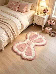 1pc Pink & White Asymmetrical Soft Faux Wool Rug, Decorative Carpet, Bedroom Decor, Small Rug, Carpet, Home Decor, Living Room Rug, Living Room Small Rug, Bedroom Rug, Living Room Home Decor, Outdoor Rug, Washable Rug - Multicolor - View 4