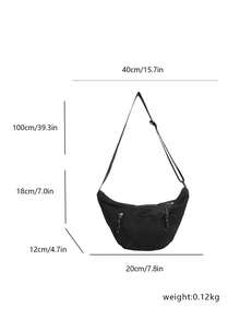 Lightweight Nylon Men's Crescent Crossbody Bag, Multi-Pocket Decorative Chain Shoulder Bag, Large Capacity Casual Travel Versatile Men's Bag - Multicolor - View 3