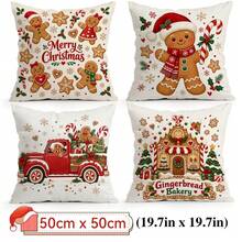 4pcs/1pc Christmas Gingerbread Man Pattern Pillow Case Without Insert, Single-Sided Printed Pillow Case, Suitable For Living Room, Bedroom, Home Decor, All-Season Pillow Case - Multicolor - View 15