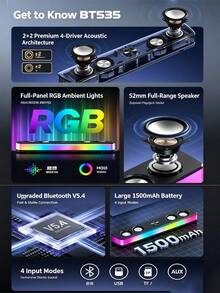 Newmine Long Bar Computer Speakers Desktop Laptop Bass Subwoofer Gaming High-Fidelity Soundbar Home Indoor Wireless Bluetooth Speaker BT535 Wireless Version - View 6