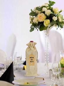 Cinch Top Wine Bottle Bags - Reusable Gift Bags For Birthday Parties, Weddings, Christmas And New Year Decorations, Bag Set With Labels - Multicolor - View 6