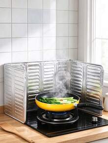 1/2/3/4 buah Pelindung Percikan Minyak Dapur, Layar Anti Lengket Aluminium, Pelindung Isolasi Panas Kompor, Alat Dapur untuk Memasak, Menggoreng, dan Memanggang, Perlengkapan Rumah & Perjalanan - View 5