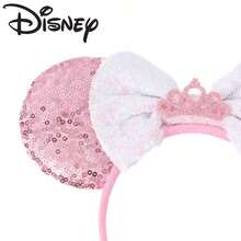 Panini Crown Style Headband, Pink And White Contrast Sequin Bow, Amusement Park Costume Accessory - Multi-color - View 4