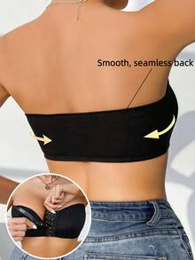 2pcs Women's Front Closure Wireless Support Bra, Summer Bandeau Lingerie, Soft & Comfortable Underwear - Multicolor - View 2