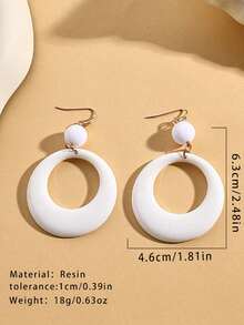 1 Pair Fashion Resin Round Long Earrings - Apricot - View 3