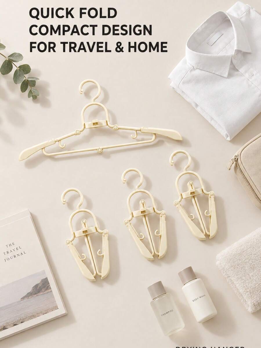 Multifunctional Foldable Portable Clothes Drying Rack, Travel Business Trip Dorm Home Use Clothes Hanger, Foldable Storage Space-Saving, With Hooks Clothes Drying Rack, Bedroom Balcony Bathroom Wardrobe Universal Drying Rack - White - View 1