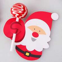 10pcs/50pcs Christmas Candy Packaging, Santa Claus & Penguin Lollipop Paper Card Decoration - Multicolor - View 5