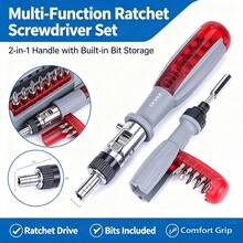 Ratchet Screwdriver Set, Multi-Function Adjustable Screwdriver With Replaceable Bits, Portable Manual Repair Tool Kit, Suitable For Home Furniture, Electronics And DIY Projects - Ratchet Screwdriver - View 1
