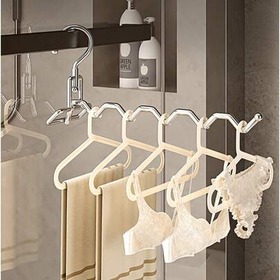 1pc-[Foldable & Portable]Drying Rack, Indoor/Balcony/Outdoor Easy Hanging Drying Tool, Travel/Hotel/Business Trip Hanging Rack, 3-Hook/5-Hook Optional, Silver/Black, Multi-Functional Drying Rack, Laundry Storage And Organization, Drying Rack. No Place To Hang Clothes In Hotel? Foldable Drying Rack, Just Hang And Use! Fold And Put In Bag, Essential For Travel And Business Trips. Easy To Hang, Can Be Hung Anywhere, 3-Hook/5-Hook Optional, High Drying Efficiency. Convenient And Practical, Sturdy And Durable