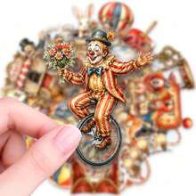 50pcs Circus Clown Graffiti PET Stickers, Diverse Designs, Enhance Thinking And Creative Action Abilities, Art Supplies, Children's Sticker Toys - Multicolor - View 7