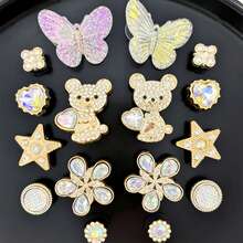 16pcs Gold Bear & Butterfly DIY Shoe Decor, Casual ABS Plastic (ABS Resin) Animal Home Decor For All Seasons - Gold - View 7