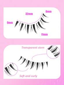 NAIJEMA Cartoon Style Natural Cat Eye False Eyelashes 7 Pairs, Cross Design Mink Fur Thick False Eyelashes, Anime Style False Eyelashes, Party And Travel Makeup Tools - Multicolor - View 2