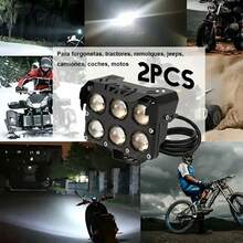 2pcs Faros Auxiliares LED con Lupa 6 Ojos para Auto y Moto 3 Modos de Luz Blanca y Ámbar Alta Luminosidad Impermeables IP67 para Niebla Carretera y Conducción Nocturna. - A - Ver 3