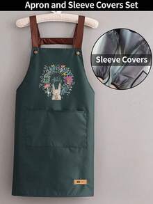 1pc Waterproof Fabric Adjustable Strap Apron, Large Pocket Cute Rabbit Pattern Design, Perfect For Kitchen Cooking, Coffee And Baking, Outdoor Picnic BBQ, Barber, Florist, Farm Cleaning And Other Protective Wear, Durable And Easy To Clean - Little Rabbit - View 17