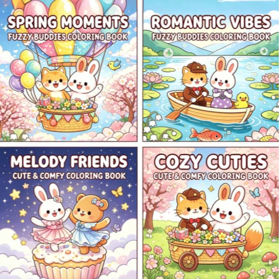 10pcs/Set Plush Buddy Coloring Book Collection, Cute Cartoon Character ...