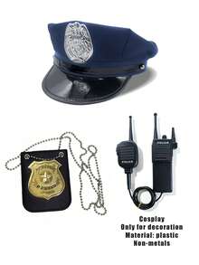 Multi-Piece Set Costume Hats Hat Combination Halloween Solid Color Hats Eagle Hat Cosplay Badge Cosplay Walkie Talkie Combination - Multicolor - View 8