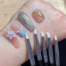 5pcs Nail Art Gel Carving & Printing Silicone Nail Brushes, Soft Reusable Silicone Brush Heads, 5 Different Brush Head Designs, Suitable For Home DIY, Professional Nail Salon And Beginner Nail Artists, Halloween And Christmas Gifts - Multicolor - View 10