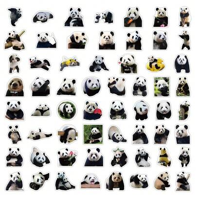 61 Stück süße Panda Aufkleber, wasserfest, selbstklebend, leicht anzubringen und zu entfernen, ohne Rückstände. Perfekt zum Dekorieren von Helmen, Gepäck, Tassen und Handyhüllen. Ideales Urlaubsgeschenk. Zufällige Stile und Verpackung versandt.