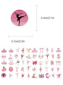 50 buah Stiker Balet untuk Koper, Buku Catatan, Perencana, Casing Ponsel, Dekorasi Doodle - 50 Stiker Balet TT242 - View 2