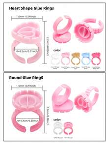 100pcs Disposable Round Glue Rings, Adjustable Plastic Glue Cups For Eyelash Extensions - Multicolor - View 3