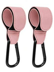 2pcs Stroller Hooks, Backpack Storage Bag Hooks, Car, Universal Stroller Hooks - Pink - View 2