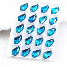 綜合形狀 20顆/包 斧頭形 12*19mm 平底雙孔精緻玻璃水鑽，適用於縫製婚紗、手提包與鞋子、珠寶製作、手工配件 - 斧頭 12*19mm 20pcs - 查看 24