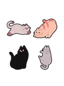 Cute Cartoon Cat Enamel Pin Set, Lazy Kitten Brooch Badge For Backpack Denim Jacket, Cat Lover Jewelry Gift - Multicolor - View 10