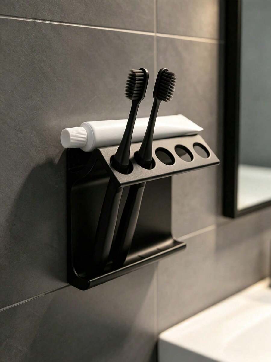 Wall-Mounted Toothbrush Holder, Bathroom Storage Rack, Multi-Functional Organizer, Easy To Install, Space-Saving, Suitable For Bathroom, Can Store Toothbrushes, Combs, Makeup Brushes, Bathroom Supplies, Home Decor, Wedding Season, Graduation Season, Back To School Season, Halloween, Christmas Gift, Dorm Storage, Wall-Mounted Storage Rack, Autumn Decor, Winter Storage - Multicolor - View 1