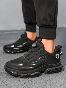 Cool All-'s Functional Chunky Sneakers With Knob Button Design, Streamlined Decor, Thick Sole, Height-Increasing, Daily Wear - Black - View 3