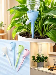 Adjustable Automatic Plant Watering Drip Stake, Self-Watering Watering Device For Potted Plants With Valve Speed Control, Indoor/Outdoor Flower Pot Seepage Irrigator, Gardening Travel Plant Irrigation Tool, Multi-Color Automatic Watering Drip Stake - Multicolor - View 2