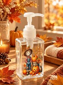 「HAPPY FALL」南瓜與稻草人圖案透明真空壓泵瓶，秋季可重複使用可補充壓瓶，防漏塑料旅行分裝瓶：旅行泡沫分裝瓶——透明塑料材質，無香料，不含乳膠，（適用於乳液與底妝）適用於洗手液、牙膏、洗髮精、潤髮乳等：旅行必需品，透明旅行化妝品容器（適用於底妝、保濕霜等）——僅限手洗，節省空間設計。適用於日常居家使用，萬聖節家居裝飾 - 多色 - 查看 4