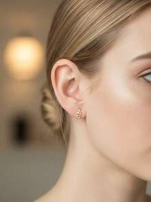 1pair Fashionable High Treble Clef Shaped Earrings For Women - Music Notes - View 2