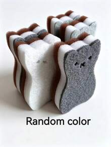 Cute Cat Sponge Kitchen Set - Thickened Dishwashing Cleaning Tools With Metal Hook, Suitable For Pots And Cookware, Non-Scratch Dishwashing Sponge, Cat-Shaped Multi-Functional Heavy-Duty Kitchen Scrubbing Sponge - 2-4-6-8 Piece 4-Color Combination - Multicolor - View 22