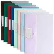 Flat Lid Frosted Transparent File Bag With Colorful Snap Button A4 Waterproof Business Card Divider Document Bag PP Thickened Archive Bag - Multicolor - View 5
