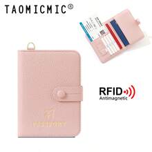 RFID Blocking Passport Holder PU Travel Document Wallet With Detachable Lanyard Multi Slots Holds 2 Passports Cards SIM Cards & Boarding Ticket - Multicolor - View 13