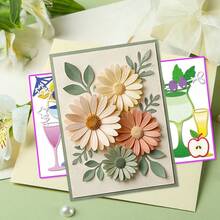 1pc Chrysanthemum Paper Cutting Template, Flower Daisy Leaf Paper Cutting Template, Printing Template, DIY Scrapbook Decoration Embossed Paper, Party Wedding Greeting Card Making - Chrysanthemum - View 8